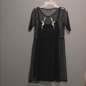 Black Mesh Hummingbird Dress